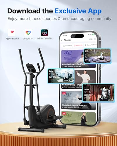 Image of Merach Elliptical Machine, Elliptical Exercise Machine for Home with Hyper-Quiet Magnetic Drive System, Elliptical Training Machines with16.5-19IN Stride, Automatic Resistance, 400lbs Capacity