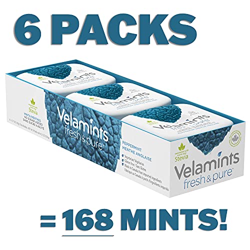 Velamints Fresh Peppermint Sugar Free Mints Tin - Fresh Breath Mint Aspartame-Free Sweetened With Stevia, 20 Gram (Pack Of 6 Tins) #TOP2
