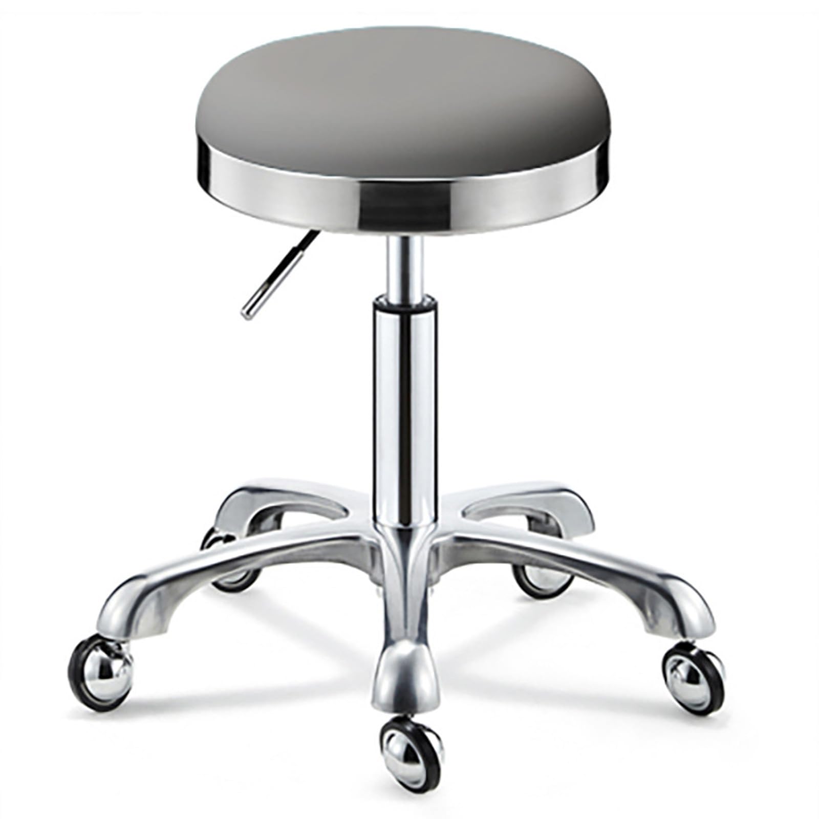 Tabouret haut en métal réglable avec roulettes fluides et assise pivotante