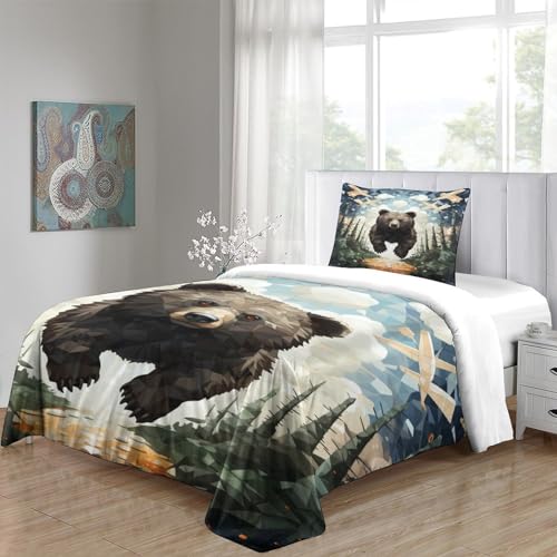 Housse de couette ours géométrique 135x200 cm avec 2 taies de lit - 5