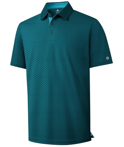 ZITY Men's Golf Polo Shirt Short Sleeve Performance Moisture Wicking Collared Print Shirt for Golf and Casual Wear