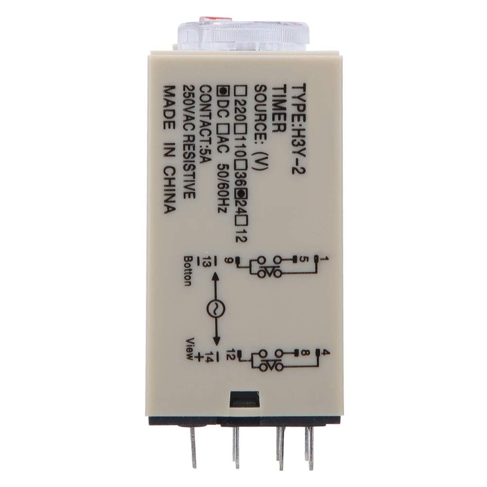 Jelquix H3Y-2 Time Relay High Accuracy Adjustable Timer for Home Appliances 8 Pin 0-10s Delay Brass Material (24VDC)