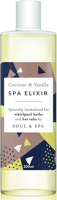 Vanilla & Coconut Spa Elixir Low Foam - for Hot Tub and Jetted Bath - Aromatherapy Liquid - 200ml