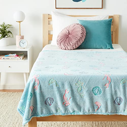 Maxyoyo Mermaid Throw Blanket Glow In Dark, Soft Glowing Fluffy Blankets All Seasons Fleece Blankets And Throws Mermaid Personalized Gift For Girls 50 X 60 Inches #TOP7