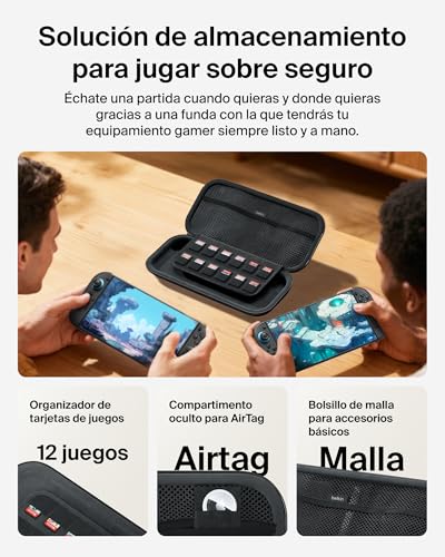 Belkin Gaming Funda para Nintendo Switch 2, Estuche Rígido Ligero con Interior Suave, Compartimento para AirTag, Ranuras para 12 Juegos - Gris Carbón - imagen 5