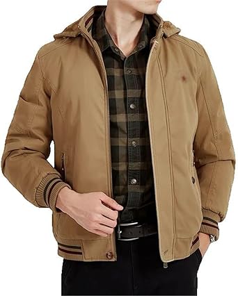 Xingfenly Men Winter Casual Warm Jacket Autumn Cotton Hooded Cargo Coat