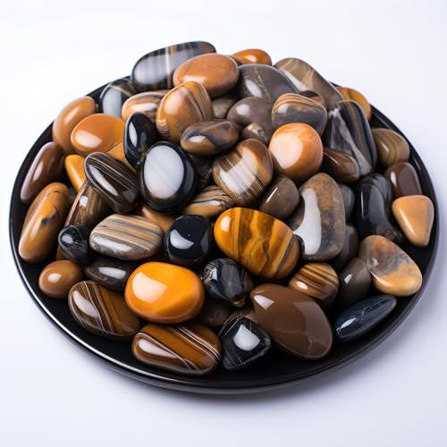 Image of Polished Tigers Eye Crystals - 72 Pcs, 0.5 inch 10 oz Handpicked Natural Tumbled Gemstones Rocks, Pebbles for Reiki, Chakra, Healing Home Decor