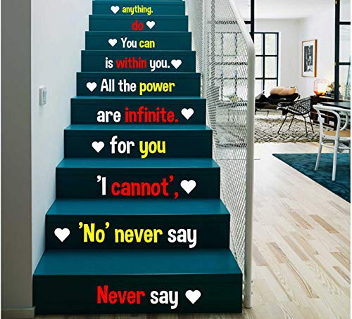 Image of CVANU Letters Wall Decor Stickers Stair Decals Quotes Stairway Decals Quote Steps Vinyl Stickers Lettering Family Staircase Decal Multicolor (Stairs-pg 4)