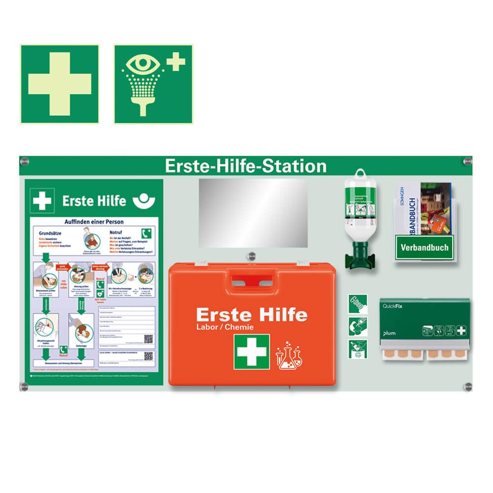 Erste-Hilfe-Station Premium Labor/Chemie, ASR A4.3/DIN 13157, 116 x 60 cm, Art.-Nr. 611678