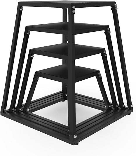 Plyometric Jumping Box, Steel Plyo Box for Exercise, Metal Exercise Step Up Box with Anti-Slip Surface for Home Gym Training