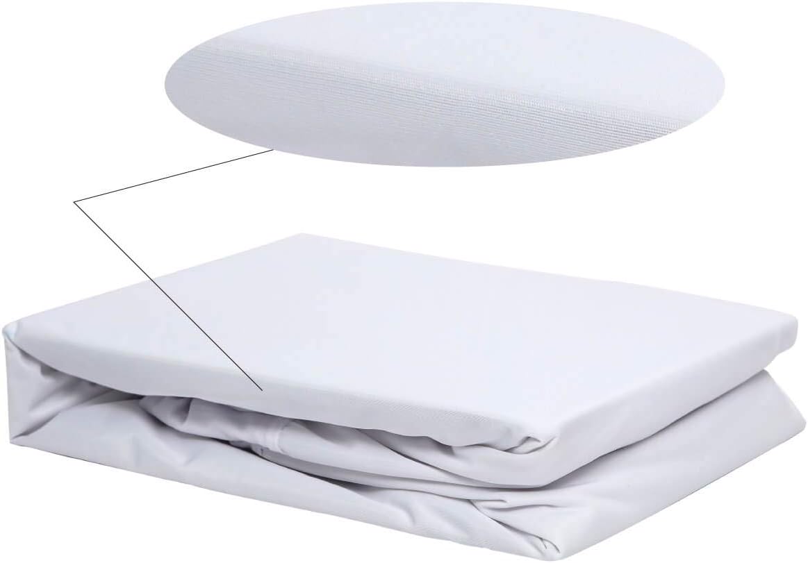 Kingnex Cooling Mattress Protector Full Size - Cool Touch Nylon - 100% Waterproof - Fitted Sheet Style Matressprotector Cover White