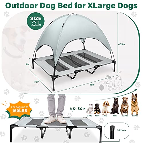 Ghjgage Outdoor Dog Bed For Xlarge Dogs, Elevated Dog Bed With Canopy, Portable Dog Cot With Removable Cover And Extra Carrying Bag For Camping Or Beach (Dark Gray) #TOP1