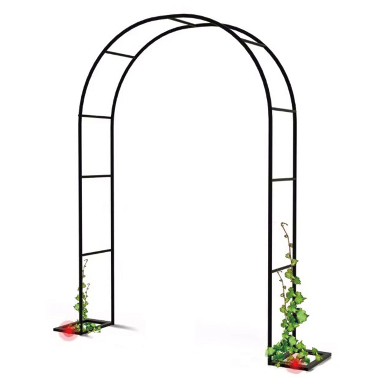 Arco de jardín negro de metal Ele, soporte extra ancho de 200x230 cm para plantas trepadoras