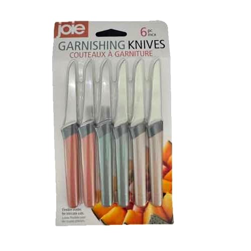 Joie Garnishing Knives Set, Flexible Stainless Steel Blades, BPA Free, Dishwasher Safe, 6 Pack