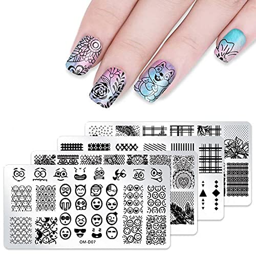 LFYOU 4 Stück Bildschablonen Nail Art Stamping Schablonen Maniküre Drucken Bild Designs Nagel Stamping Platte Salon – Bild 8