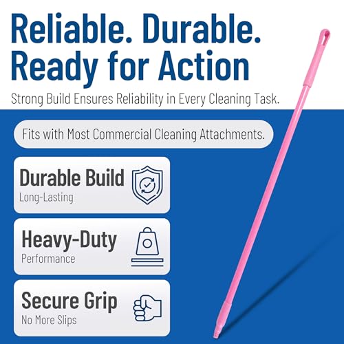 Image of SPARTA 41225EC26 Fiberglass Broom Handle, Mop Handle, Replacement Handle With Acme Threaded Tip For Commercial Cleaning, 48 Inches, Pink, (Pack of 12)