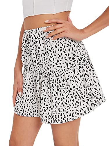 All Over Print Tie Front Ruffle Hem Skirt3