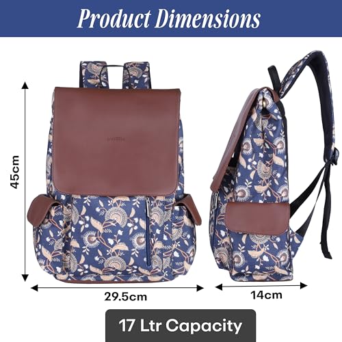 Image of Protecta Prisma Floral Printed Laptop Backpacks for Women and Men Fits 16Inch MacBooks Water-Repellent Bag for Office Collage and Travelling Print Padded Sleeve Lightweight Durable Design 18L