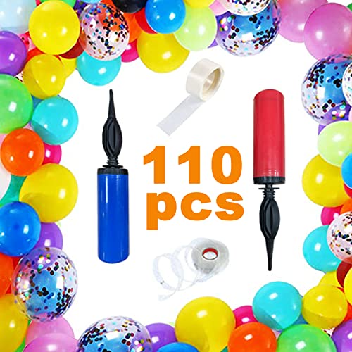 Manjusaka Party Balloons , 110 Balloons Assorted Color 10 inch 10 colors of Rainbow Balloons,Birthday Balloons,Colorful Latex Balloons Decoration for Bar Mitzvah, Baby Shower , Wedding, Anniversary