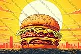 1000 Pieces Cheese Burger Food Advertisement Hamburger Jigsaw Puzzle Suitable for All Groups of People Creative Fun Jigsaw Traditional Puzzles Perfect for Family Nights Game