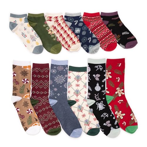 MUK LUKS Womens 12 Days of Christmas Socks Multi OS