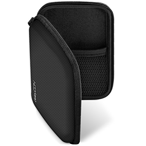 deleyCON Navi Case Capa para dispositivos de navegação de até 4,3' e 5' (14,6 x 9,3 x 3,4 cm), sólida, dois compartimentos interiores - preto