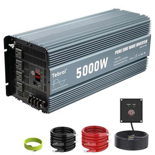 Image of 5000 watt Pure sine Wave car Power Inverter 12v to 110v /120V Inverter for car Vehicles Truck Camping Solar Panel Power Converter Adapter with Clamps Inverter 5000W
