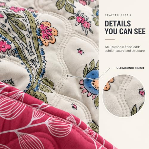 Image of BSB HOME Premium 280 GSM Quilted Comforter, Soft Plush Floral Printed Bedspread, Cozy Warm Reversible Blanket for Bedroom, Elegant Winter Bedding Comforter, 80 x 85 Inches (203 x 215 cm) - Blush Pink