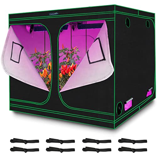 Quictent 96"X96"X78" Reflective Mylar Hydroponic Grow Tent With Heavy Duty Anti-Burst Zipper And Floor Tray For Indoor Plant Growing 8’X8’ #TOP6