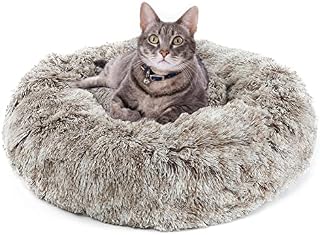 Sheripet Dog Cat Bed, Fluffy Cat Bed, Round Plush Dog Cat Bed, Cushion Mat for Warm Sleeping, Washable and Soft Pet Bed for Cat, Puppy, Medium and Large Dog (M50cm*50cm, beige)