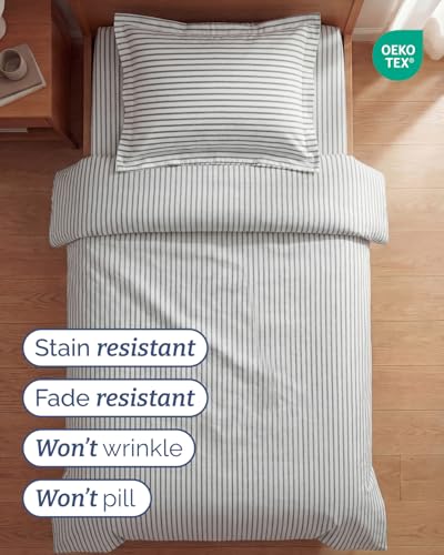Image of Duvet Cover Queen Size Set - Extra Soft Queen Duvet Cover 90 inch x 90 inch with 2 Pillow Shams for Women, Men, Kids & Teens - Hotel Luxury w / Zipper Closures & Ties - Comfy, Cozy & Breathable (Beige Stripes)