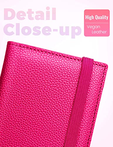Image of Yarnic Checkbook Cover for Personal Checkbook, Checkbook Holder with Pen Holder & Built-in Clear Plastic Divider for Duplicate Checks (Hot Pink)