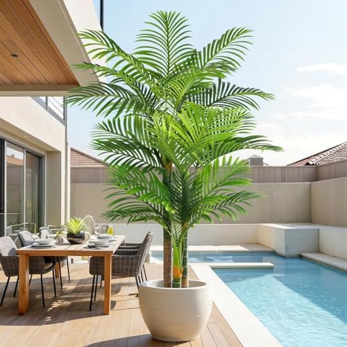 Keeplush Künstliche Goldene Palme 180cm kunstpflanzen groß wie echt, UV-beständig kunstbaum groß, Kunstpalme für Haus Wohnzimmer Schlafzimmer Büro Balkon Garten Decor Künstliche Pf