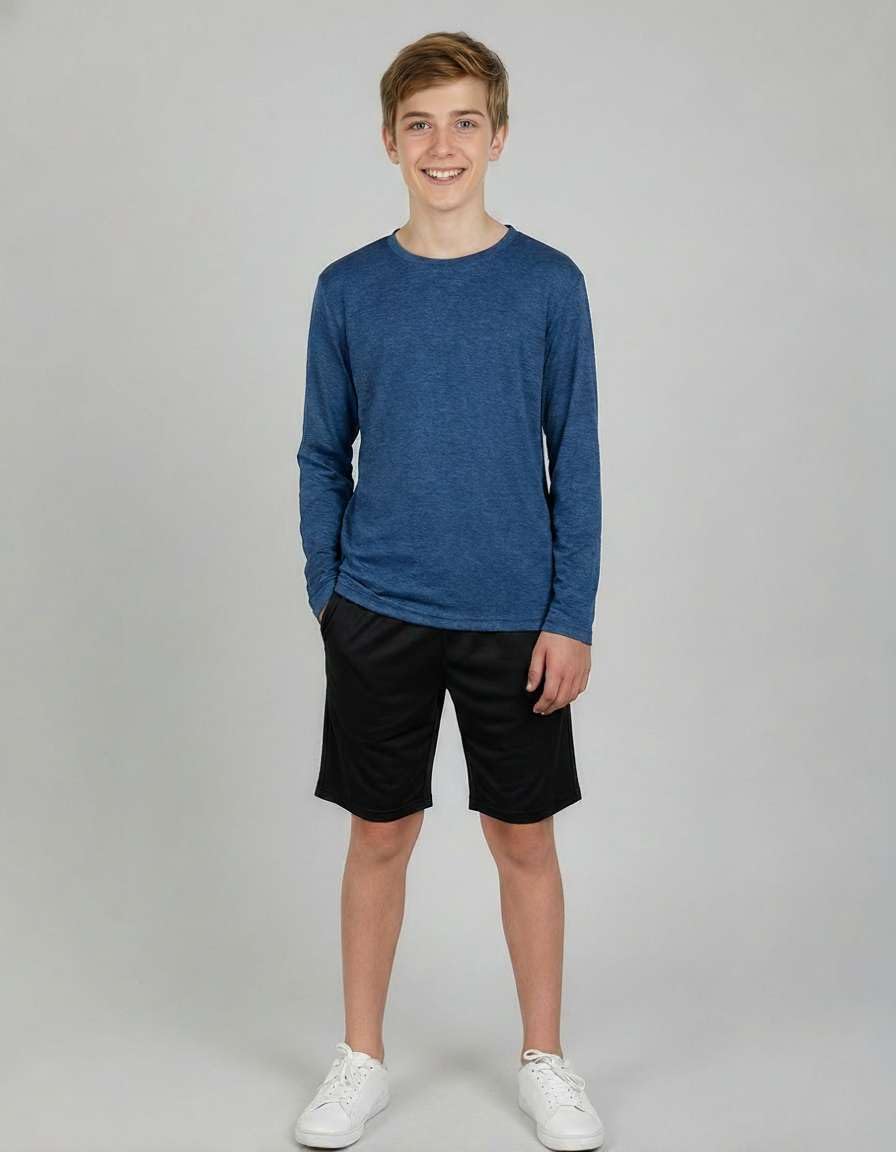 Real Essentials 4 Pack: Boys Youth Dry-Fit Moisture Wicking Active Athletic Performance Long-Sleeve T-Shirt - Image 3