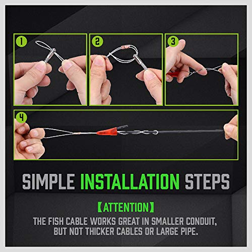Swanlake 11' Fiberglass Running Wire Cable Coaxial Electrical Fish Tape Pull Push Glow Rods Kit #TOP4