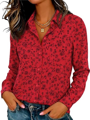 Image of Soft Wrinkle-Free Button Down Stretch Shirts for Women, Breathable Moisture-Wicking Casual Work Dress Tops