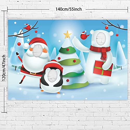 Santa Penguin Bear Merry Christmas Banner Pretend Play Party Game Backdrop Nativity Snow Xmas Theme Decor Decorations For Boy Girl Home Winter Holiday New Year Christmas Eve Party Supplies Background #TOP2