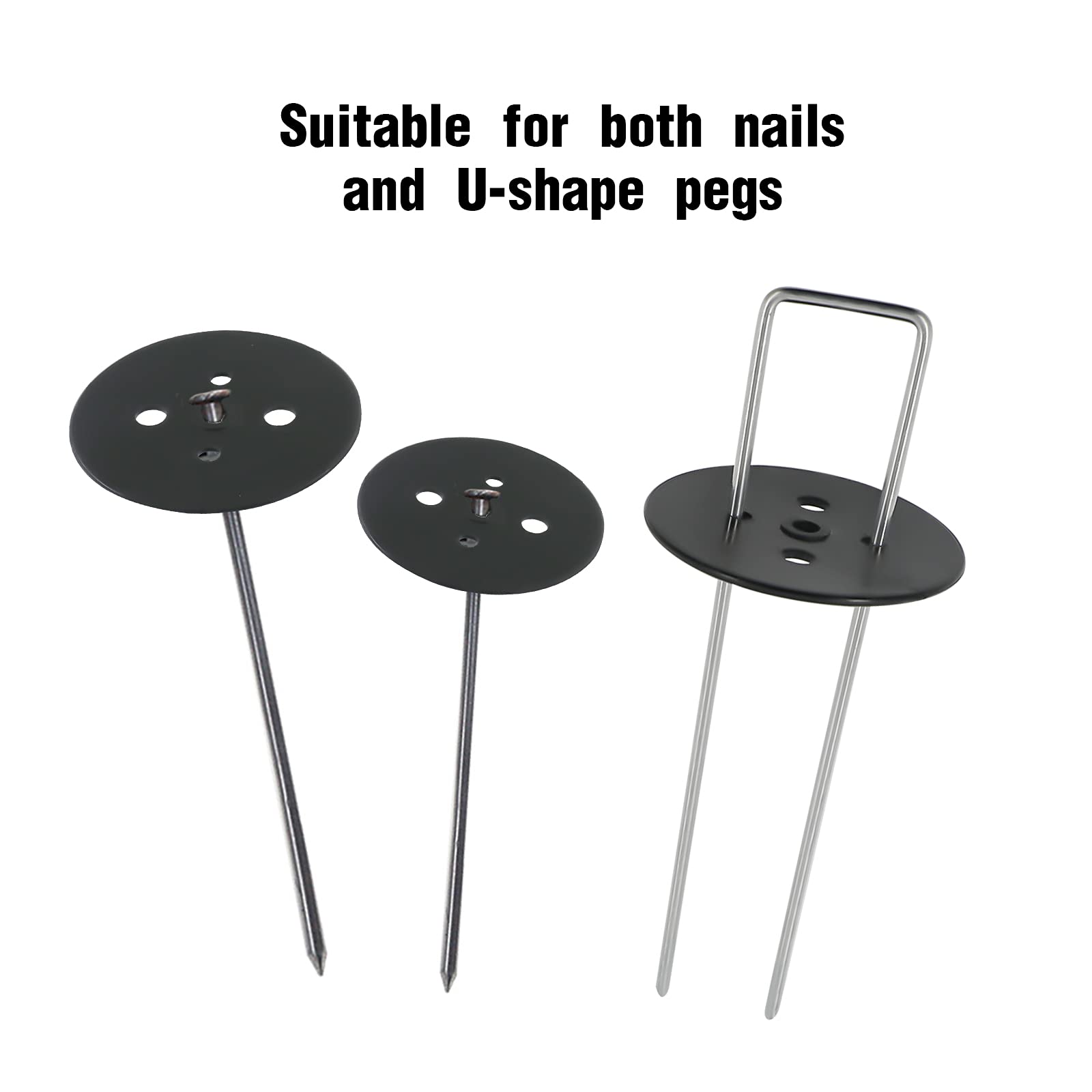 AGAKY Picchetti da giardino in metallo zincato, 50 pezzi con 50 rondelle, a forma di U, per controllo dell'erba, reti, prato, telo da terra, paesaggio, recinzione, 150 mm