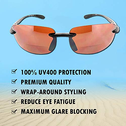 Fiore Island Sol Bifocal Sunglasses Rimless Tr90 Sun Reading Glasses Bi Focal Readers For Men And Women | 100% Uv Protection #TOP5