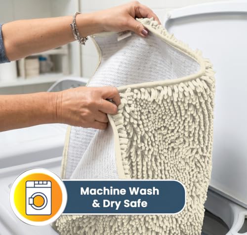 Image of Muddy Mat | Super Water Absorbent Door Mat Indoor, Microfiber Quick Dry Chenille Entryway Rug, Slip Resistant Front Door Mat, Indoor Mats for Entryway, Machine Washable Pet Rug, Ivory 18 inch x 28 inch