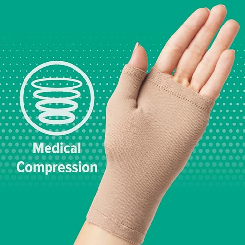 Image of Juzo Soft, 2001, Compression Gauntlet with Thumb Stub 20-30 mmHg, for Men Women, Left, Medium, Black