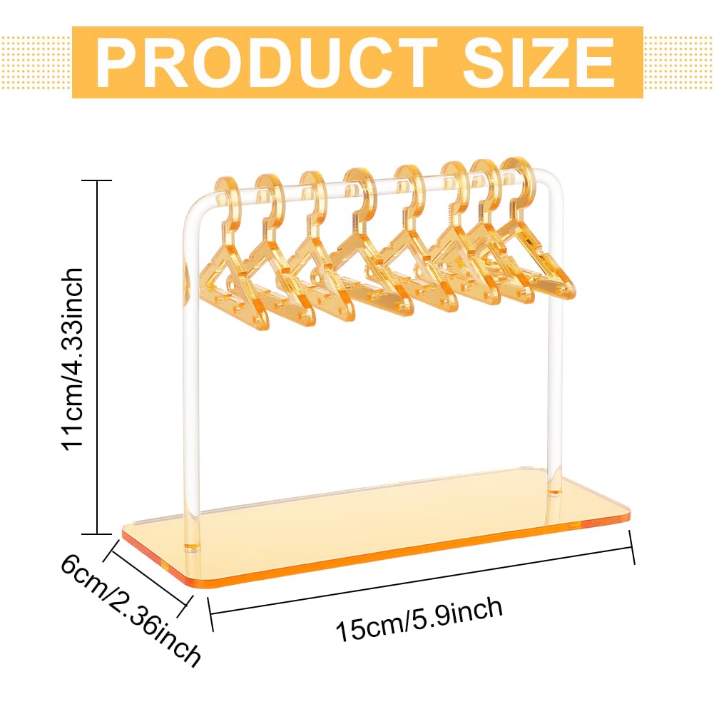 WEBEEDY Earring Display Rack with 8pcs Earring Hangers, Acrylic Dangle Earring Stand Holder Organizer Mini Clothes Hanger Jewelry Organizer Stand for Jewelry Retail Show Personal Exhibition, Gold
