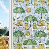 Cute Green Umbrella Window Privacy Film Stain Glass,...