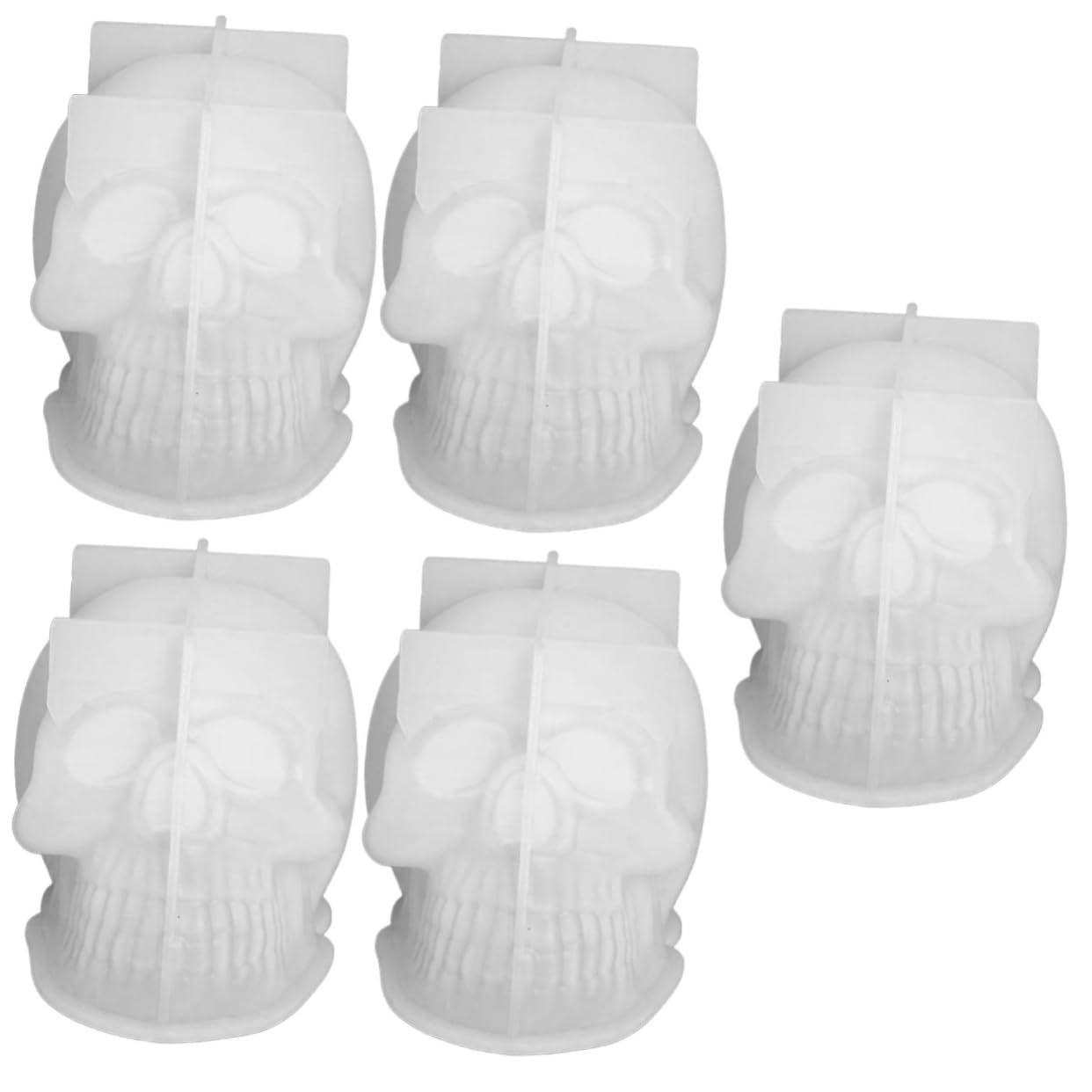 NUOBESTY 5piezas Molde De Silicona Para Velas Aromáticas Forma De Calavera Para Manualidades De Halloween y Jabones Hechos Mano