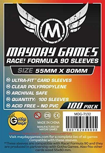 100 Mayday 55 x 80 "Race! Formula 90" Board Card Game Sleeves