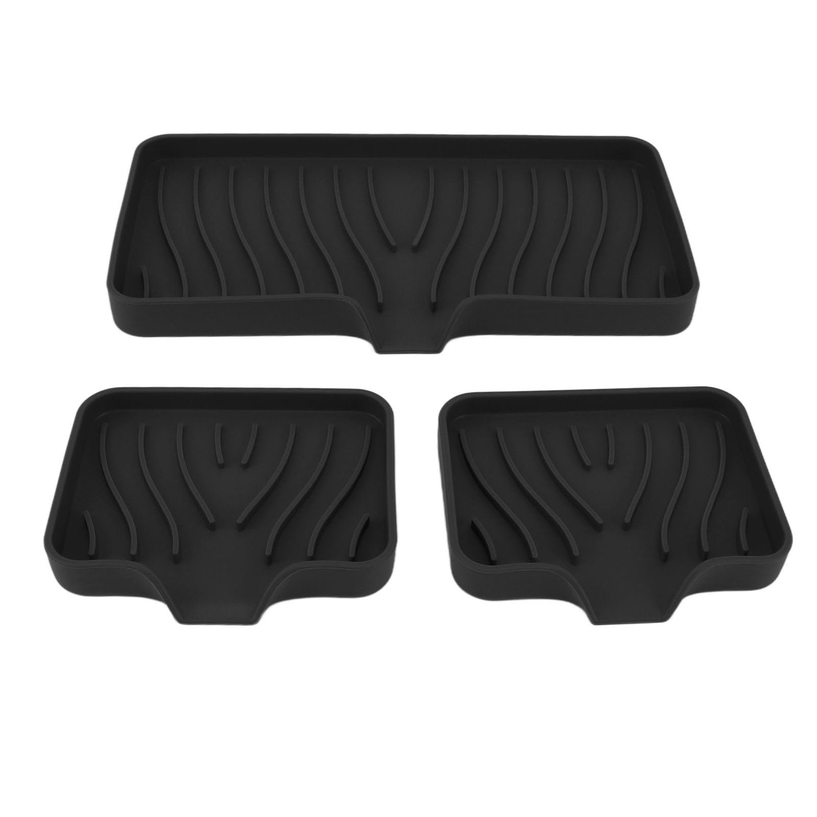 Hottptyer Kitchen Soap Tray Flexible Self Draining Sponge Holder for Countertop Bathroom Toilet (Black)