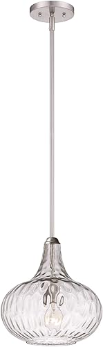 Miniatura 5 de 360 Lighting Cora - Mini lámpara colgante de plata de níquel cepillado de 11 pulgadas de ancho, moderna textura de mediados de siglo, pantalla de