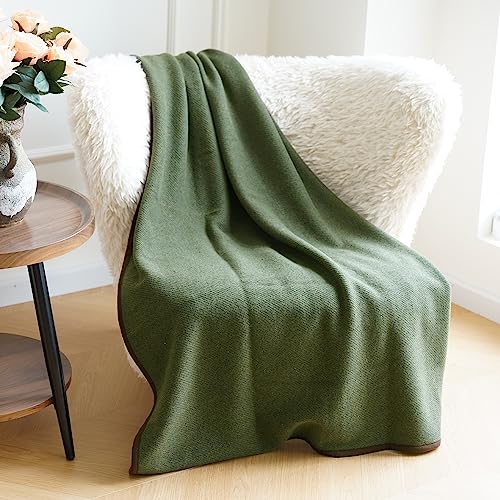 ACUSHLA MerinoWolle Kuscheldecke, 160 x 100cm, Olive – Bild 7