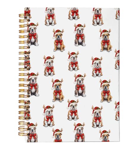 VNWEK Christmas Bulldog Spiral Notebook Journal 5.5x8.3 Inch