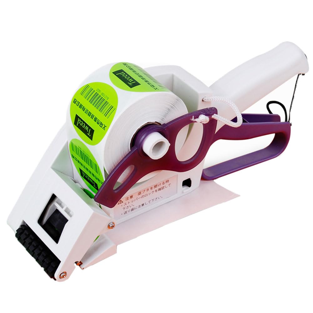 Pistolet applicateur d'étiquettes portable pour autocollants de codes-barres sur bouteilles rondes, boîtes et fruits, largeur réglable pour une application facile